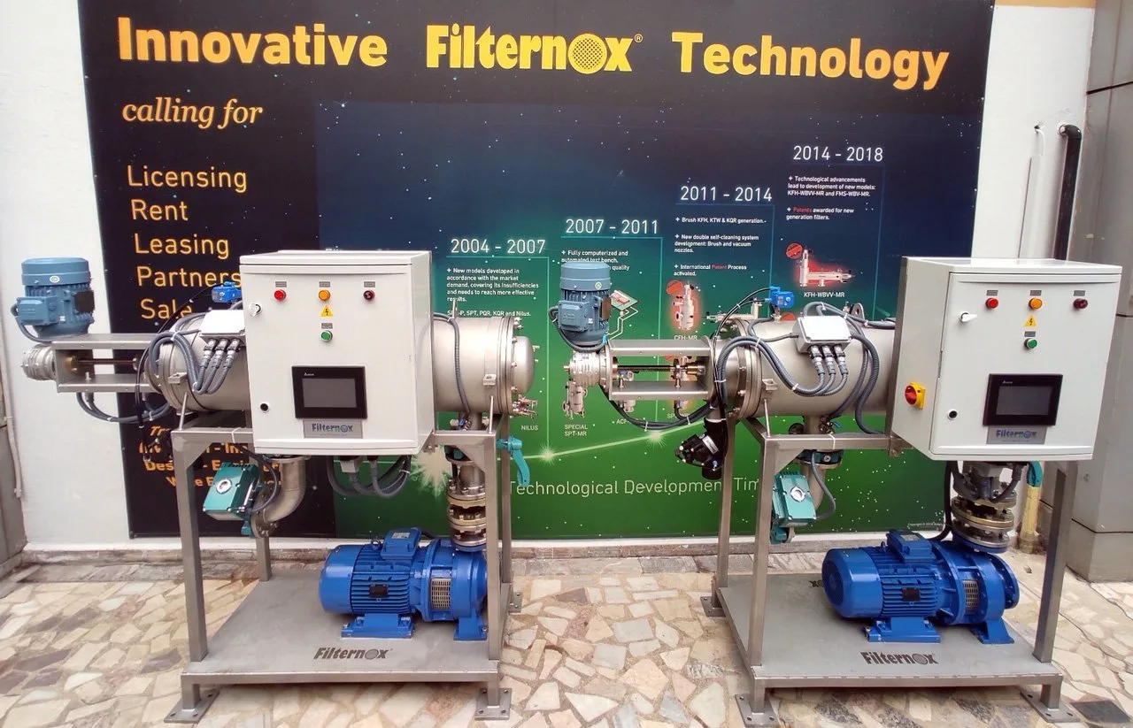Customized skid mounted self cleaning filter system for cooling tower water filtration