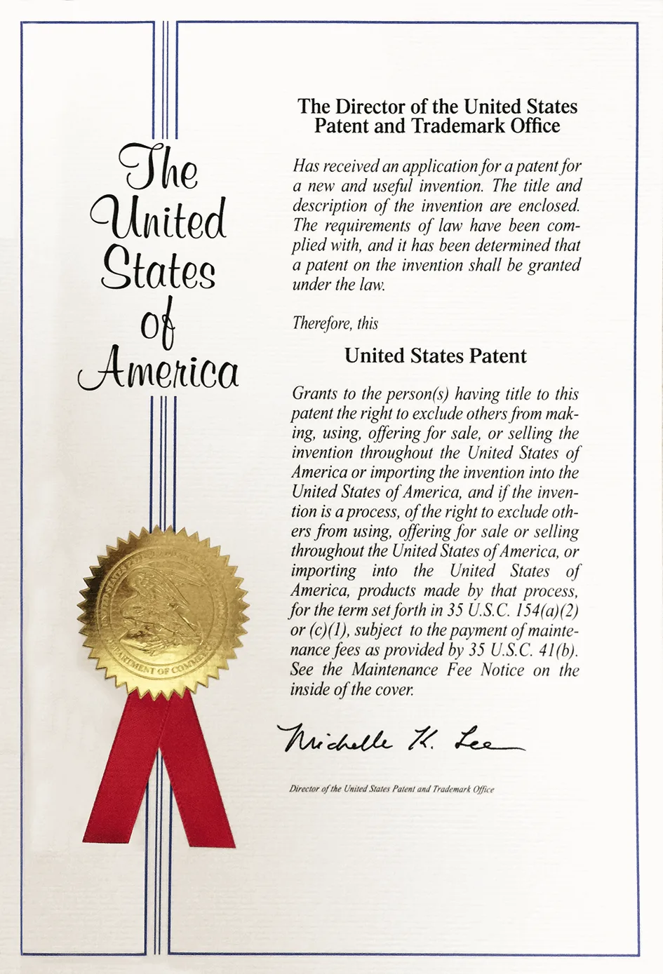 Certificado de Patente de EE. UU. de Filternox